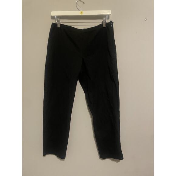 Eileen Fisher Size Small Textured Black Stretch Ankle Pants - Picture 1 of 6